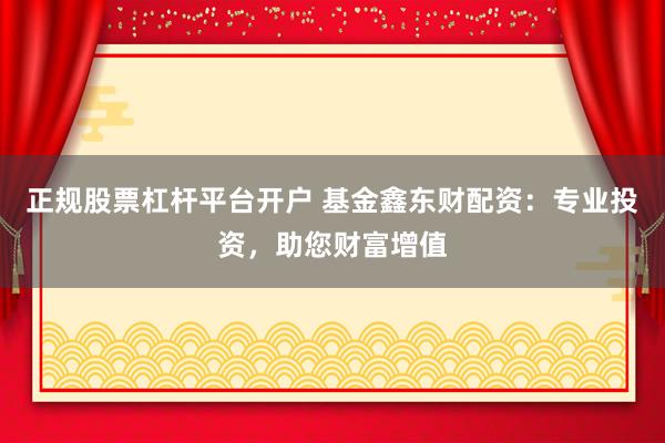 正规股票杠杆平台开户 基金鑫东财配资：专业投资，助您财富增值