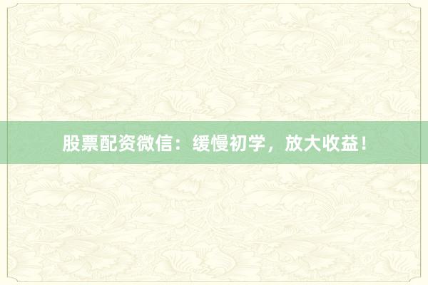 股票配资微信：缓慢初学，放大收益！