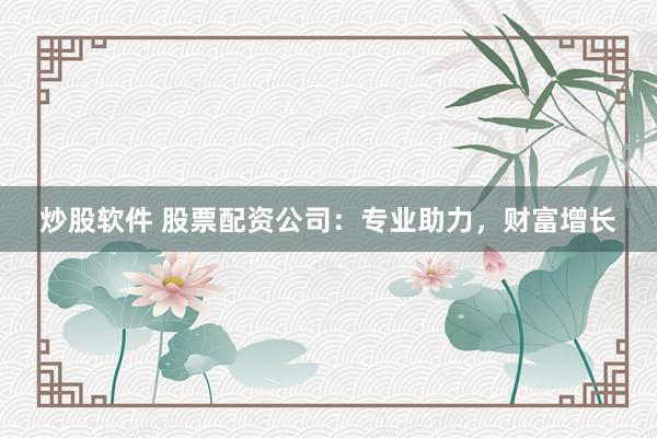 炒股软件 股票配资公司：专业助力，财富增长