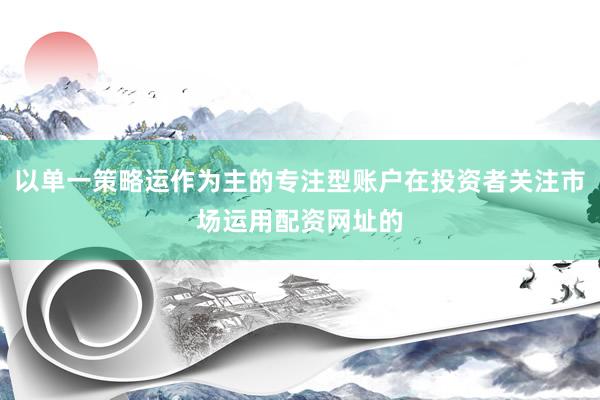 以单一策略运作为主的专注型账户在投资者关注市场运用配资网址的