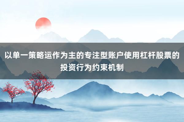 以单一策略运作为主的专注型账户使用杠杆股票的投资行为约束机制