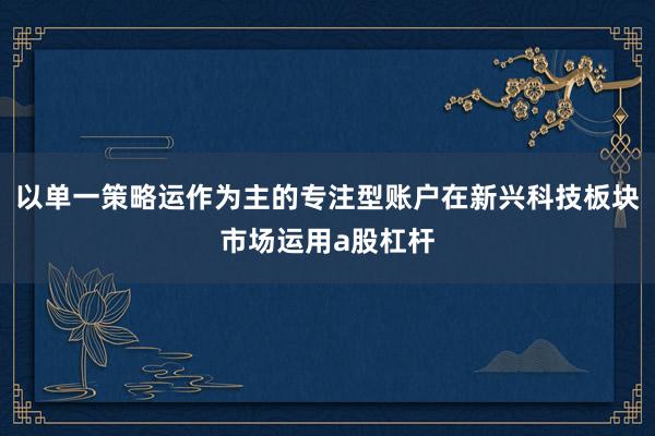 以单一策略运作为主的专注型账户在新兴科技板块市场运用a股杠杆