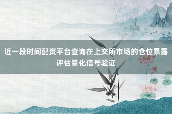 近一段时间配资平台查询在上交所市场的仓位暴露评估量化信号验证